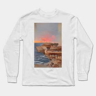 Ukiyo-e sunset by the water Long Sleeve T-Shirt